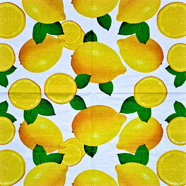 Guardanapo para Decoupage 33x33 Limão Siciliano em Fundo Branco