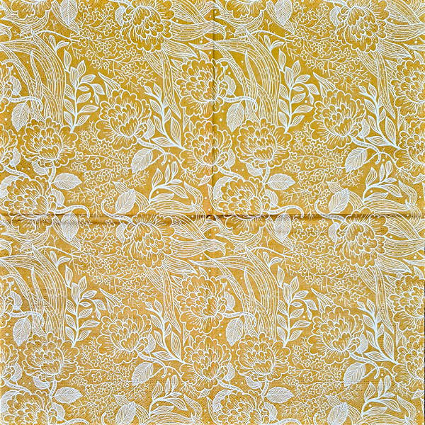 Guardanapo para Decoupage 33x33 Floral Finlandês Fundo Dourado