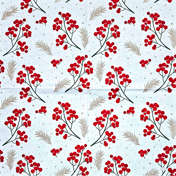 Guardanapo para Decoupage 33x33 Azevinhos Silvestres
