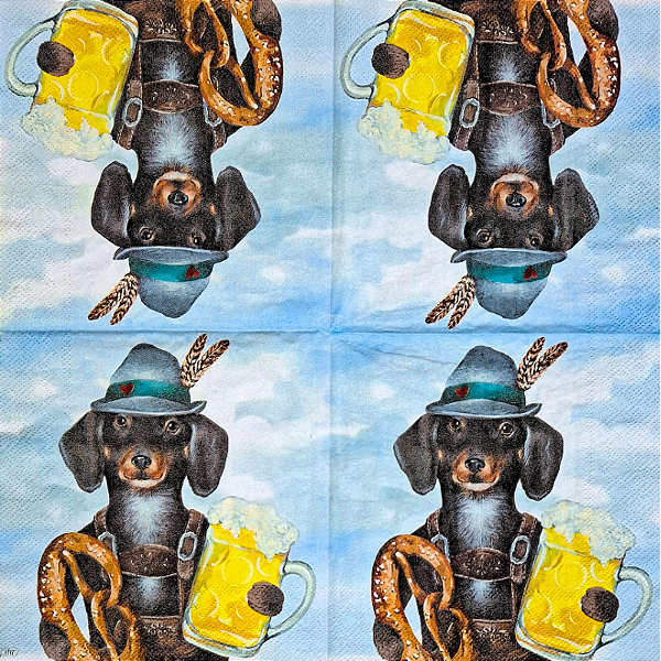 Guardanapo para Decoupage 33x33 Dachshund