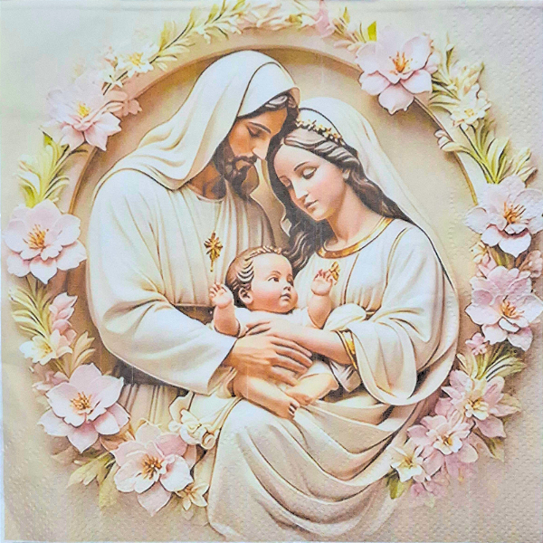 Guardanapo para Decoupage Estampa Parcial 33x33 Jesus Maria e José