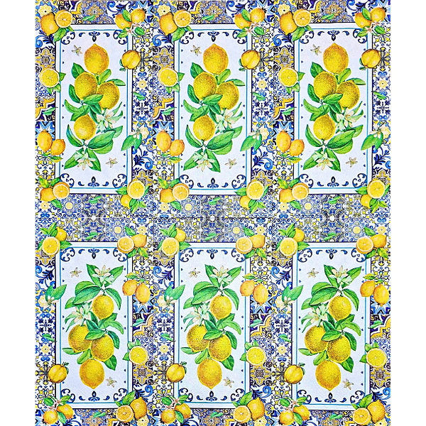 Guardanapo para Decoupage 33x40 Limões Sicilianos e Borda de Azulejo