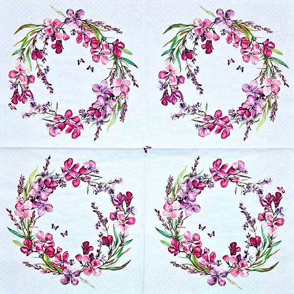 Guardanapo para Decoupage 33x33 Guirlanda de Flores