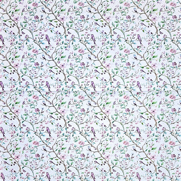 Guardanapo para Decoupage 33x33 Pássaros e Flores Lilás