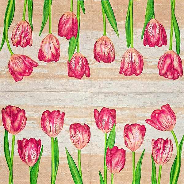 Guardanapo para Decoupage 33x33 Tulipas Delicadas
