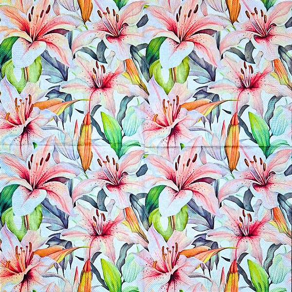 Guardanapo para Decoupage 33x33 Lírios Rosa