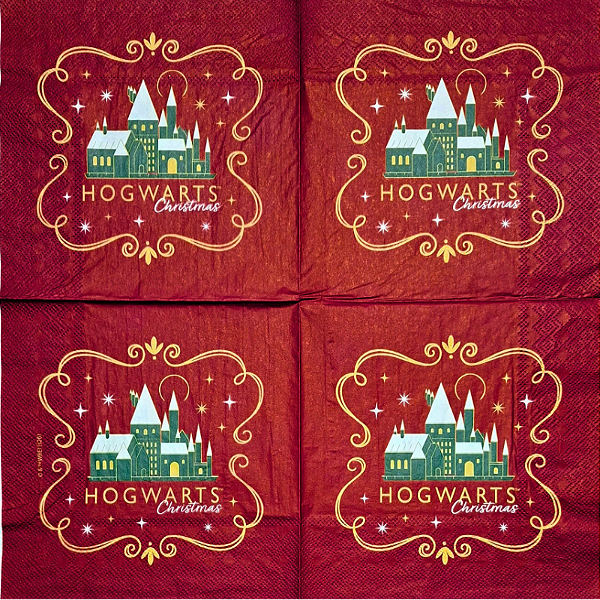 Guardanapo para Decoupage 33x33 Natal em Hogwarts Harry Potter
