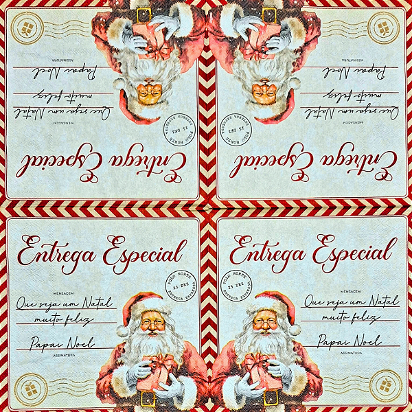 Guardanapo para Decoupage 33x33 Entrega Especial do Papai Noel