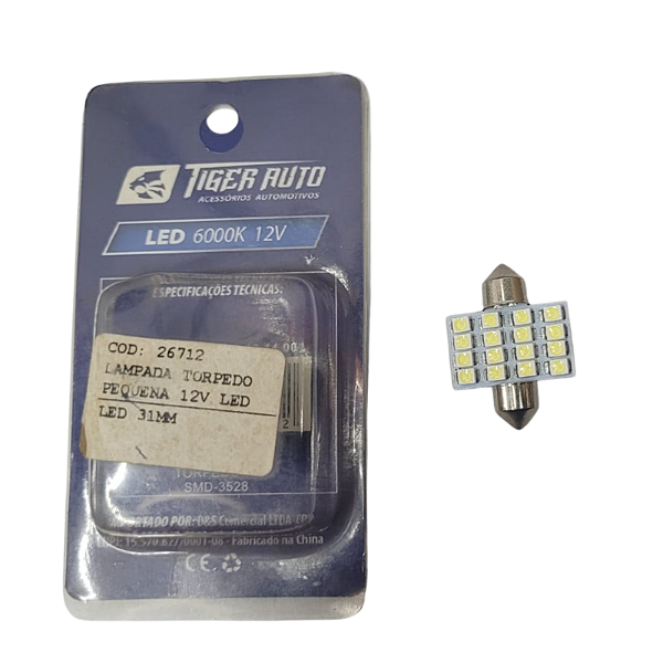 Lâmpada Torpedo Pequena 12V Led 31MM