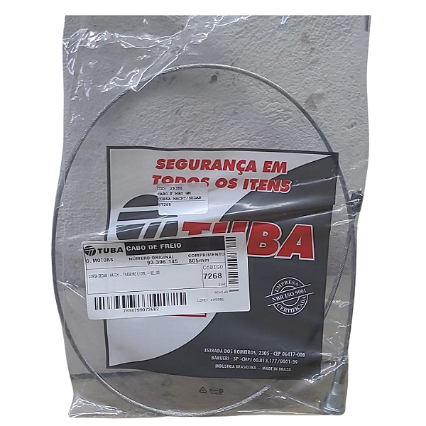 Cabo de Freio de Mão Traseiro Direito Chevrolet Corsa Hatch / Sedan 2002 em Diante 805mm Tuba