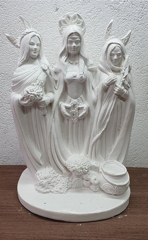 Imagem Deusa Triplice 28cm Gesso Cru