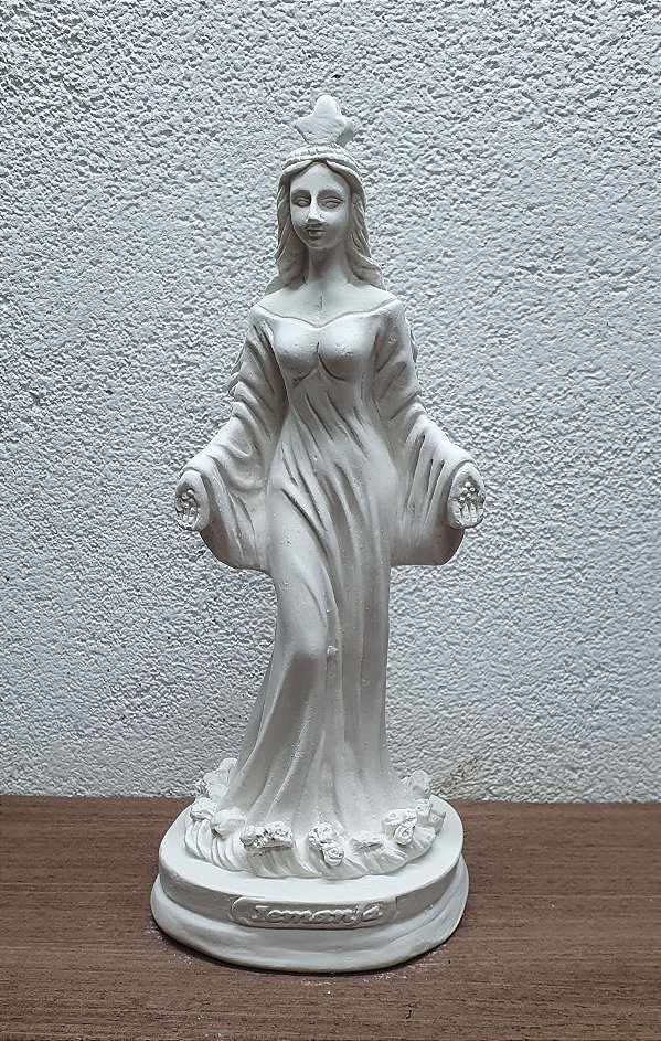 Imagem Orixá Iemanjá 23cm Base Redonda Gesso Cru