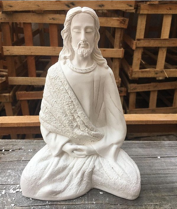 Imagem Jesus Meditando 24cm Gesso Cru