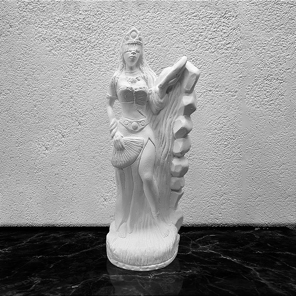 Imagem Orixá Oxum na Cachoeira 23cm Gesso Cru