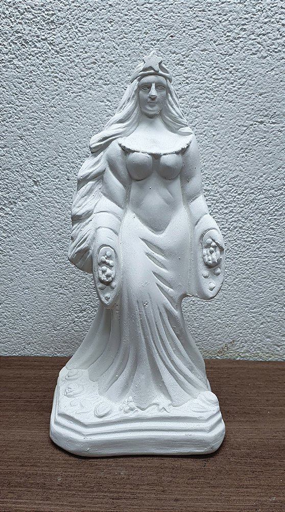 Imagem Orixá Iemanjá Base Quadrada 23cm Gesso Cru