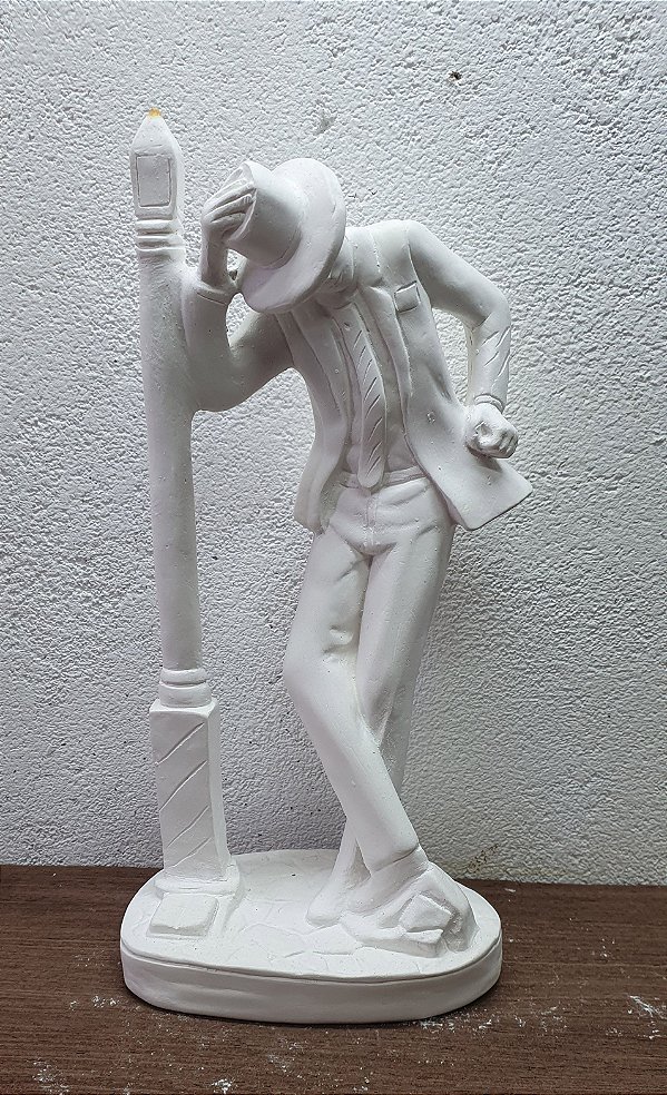Imagem Zé Pilintra no Poste 30cm Gesso Cru