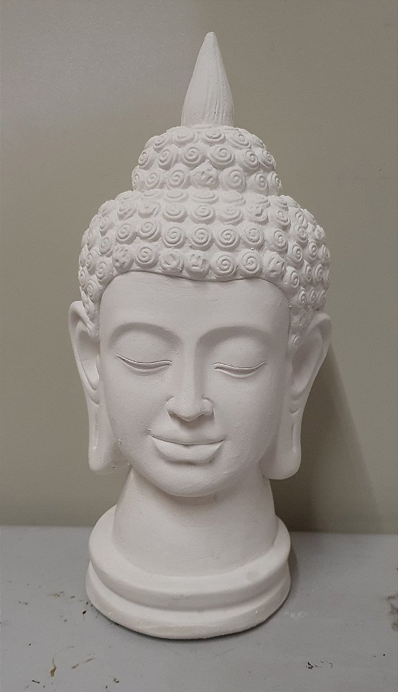Imagem Cabeça Buda com Base 20cm Gesso Cru