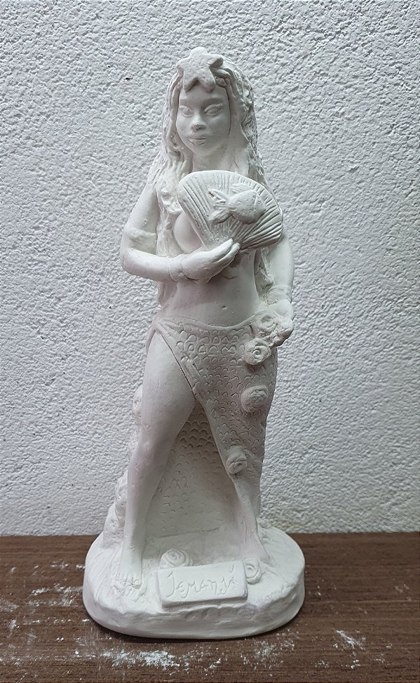 Imagem Orixá Iemanjá Africana 24cm Gesso Cru