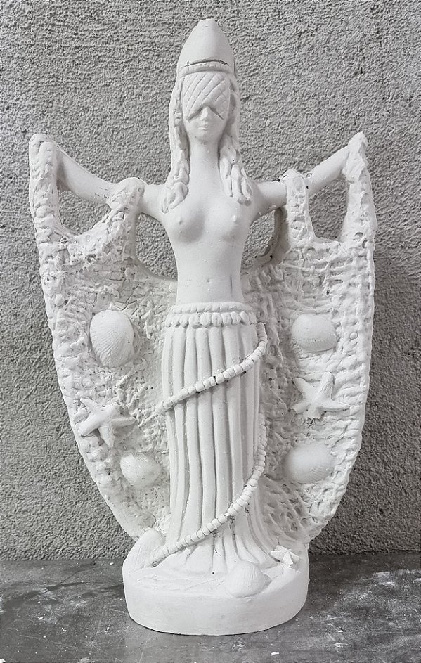 Imagem Orixá Iemanjá na Rede 23cm Gesso Cru