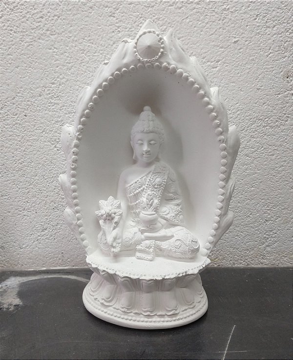 Buda na Concha 18cm Gesso Cru