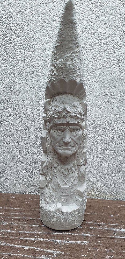 Imagem Índio Entalhado no  Marfim 20cm Gesso Cru