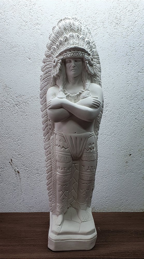 Imagem Índio Pena Branca 50cm Gesso Cru