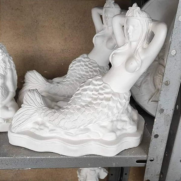 Imagem Iemanjá Sereia 35cm Gesso Cru