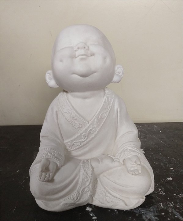 Imagem Buda Sorrindo 20cm Gesso Cru
