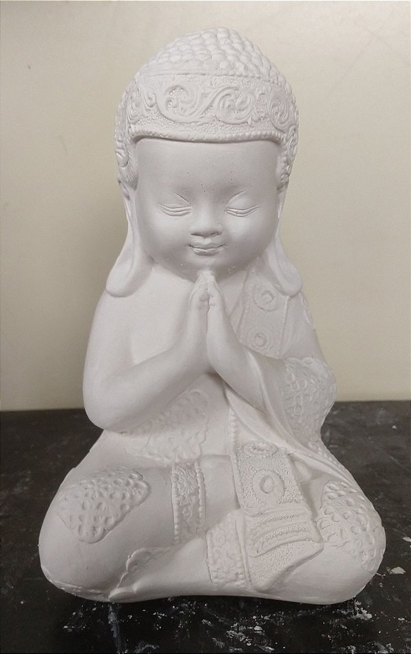 Imagem Buda Orando 23cm Gesso Cru