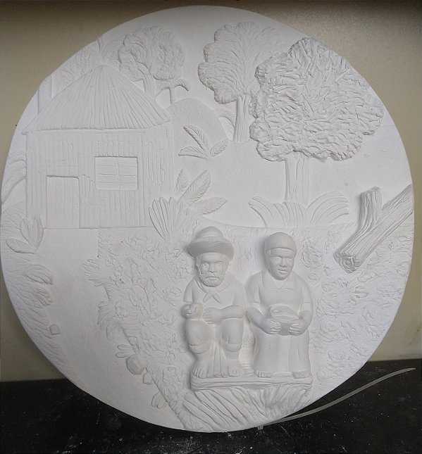 Mandala Casal Preto Velhos Diametro 35cm Gesso Cru