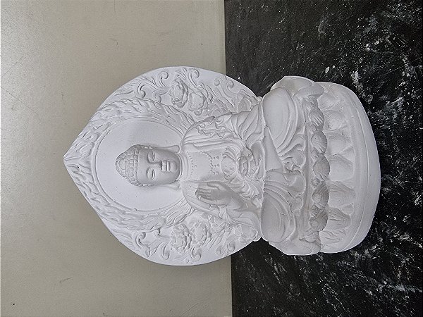 Imagem Buda Flor de Lotus 18cm Gesso Cru