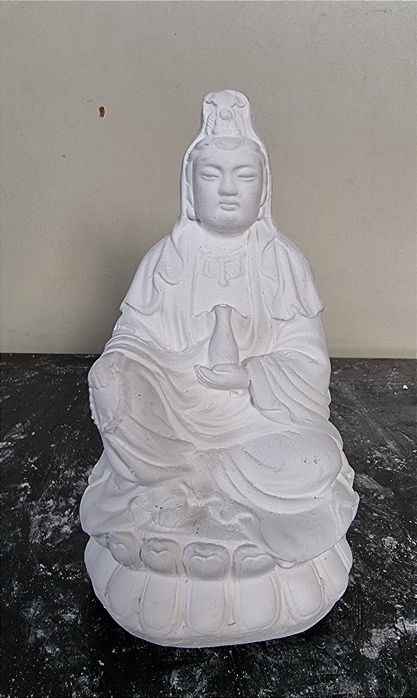 Imagem Kuan Yin 15cm Gesso Cru