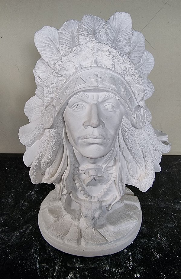 Busto Índio 28cm Gesso Cru