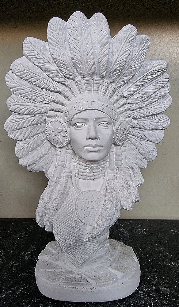 Busto Índia 28cm Gesso Cru