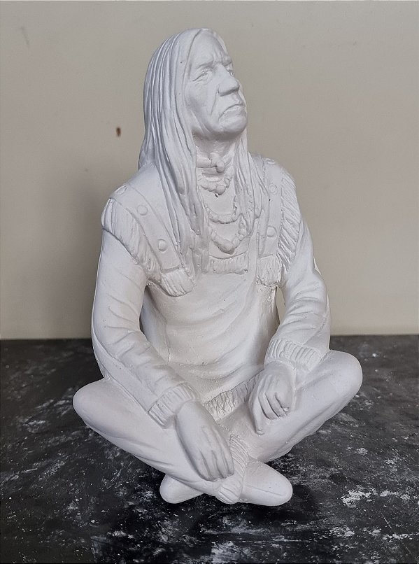 Imagem Índio Americano 17cm Gesso Cru