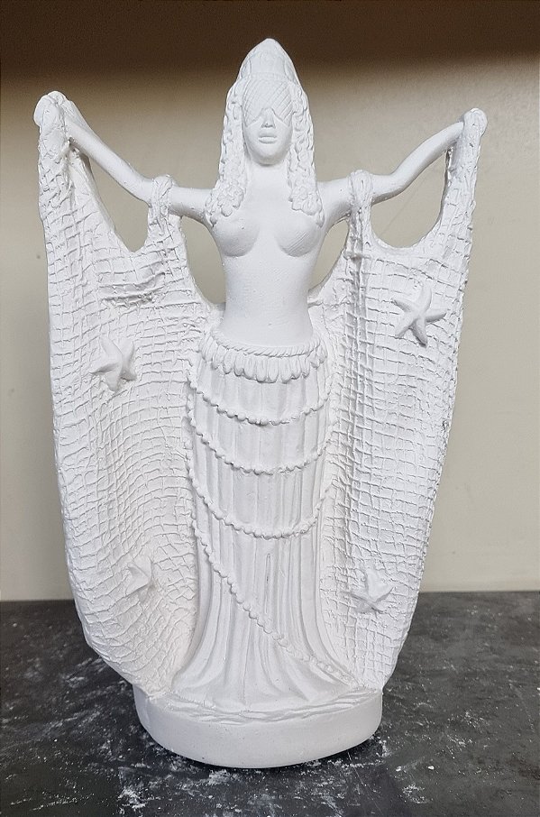 Imagem Orixá  Iemanjá na Rede 33cm Gesso Cru