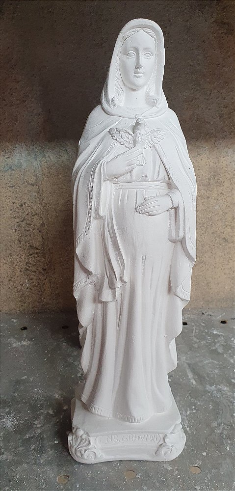 Imagem Nossa Senhora Grávida Modelo 2 30cm Gesso Cru