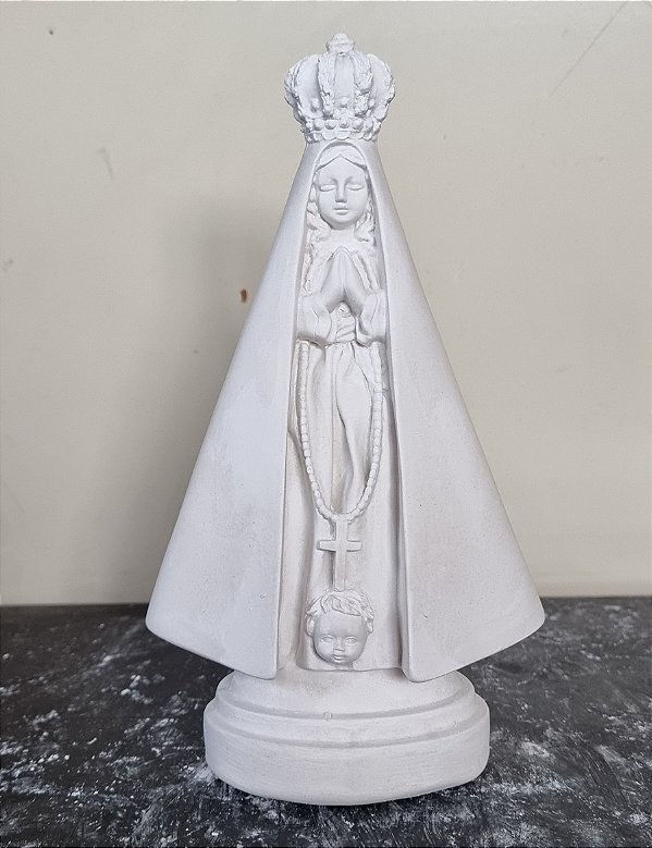 Imagem Nossa Senhora Aparecida 23cm Manto Liso Gesso Cru