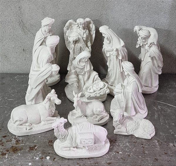 Presépio 12 Peças Gesso Cru