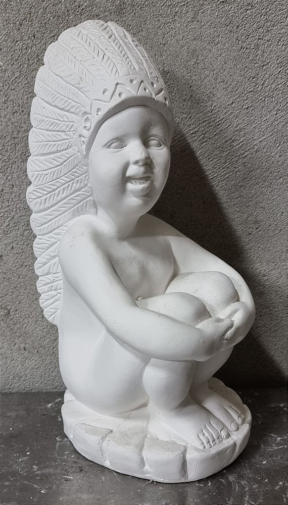Imagem Índio Criança 27cm Gesso Cru
