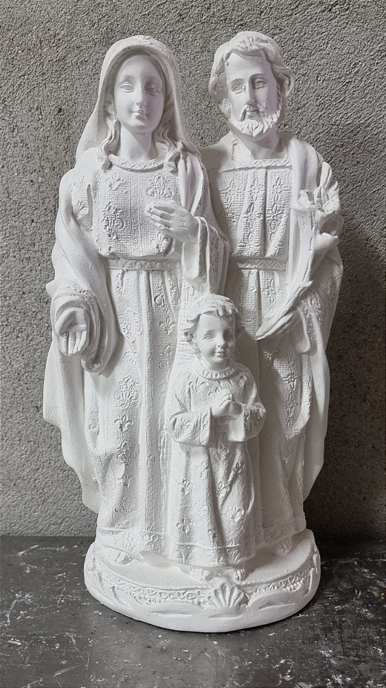 Imagem Sagrada Familia 28cm Gesso Cru