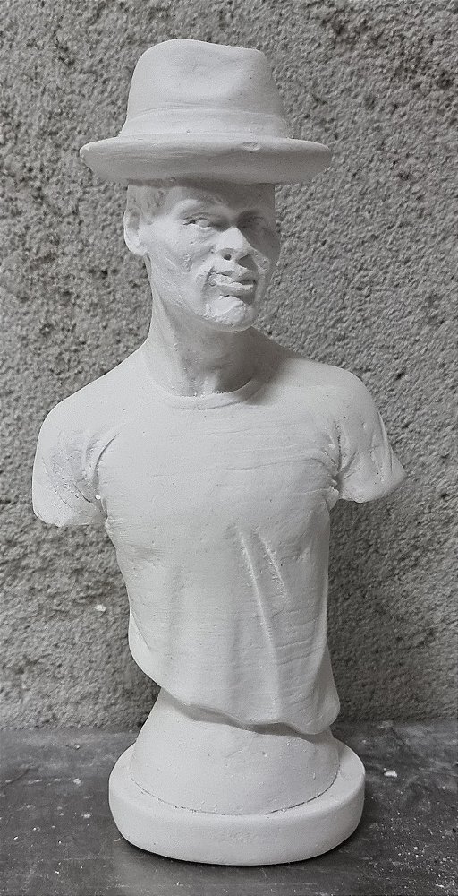 Busto Zé Pilintra com Chapeu 20cm Gesso Cru