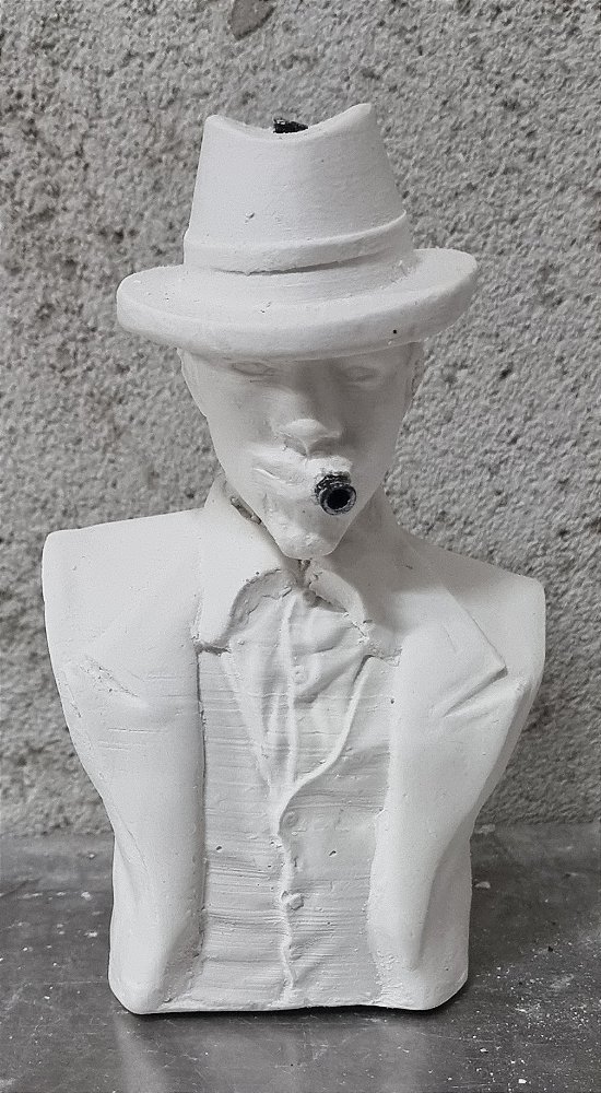 Incensario Cascata Busto Zé Pilintra 17cm Gesso Cru