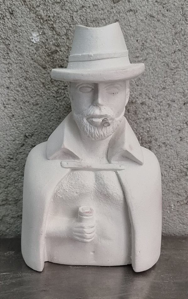 Busto Exu Tranca Rua 17cm Gesso Cru