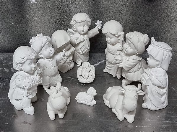 Presépio Baby 12 Peças Gesso Cru