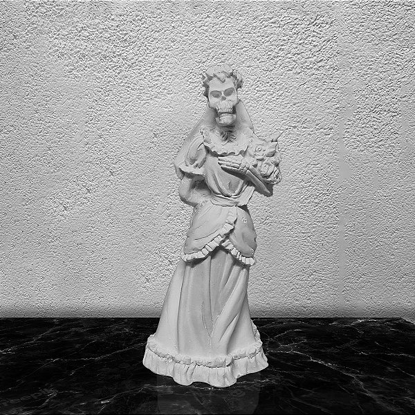 Imagem Rosa Caveira 25cm Gesso Cru