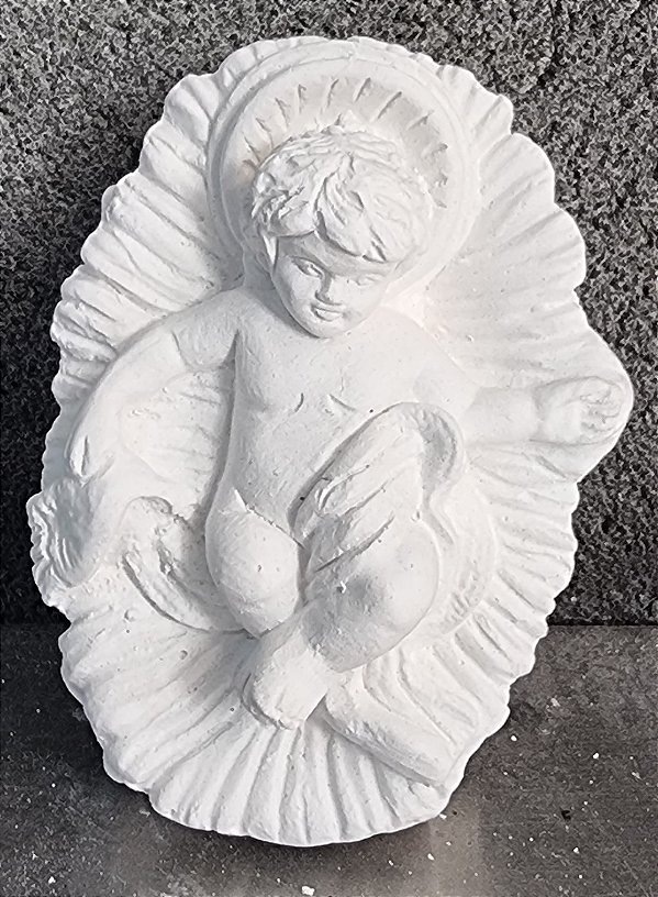 Imagem Menino Jesus Na Manjedoura 8x10cm Gesso Cru