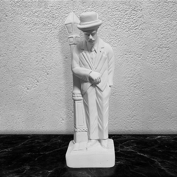 Imagem Zé Pilintra no Poste 25cm Gesso Cru