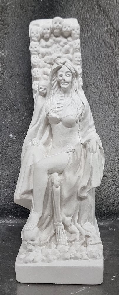 Imagem Rosa Caveira no Trono 28cm Gesso Cru