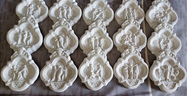 Via Sacra 15 Peças 22x27cm Gesso Cru